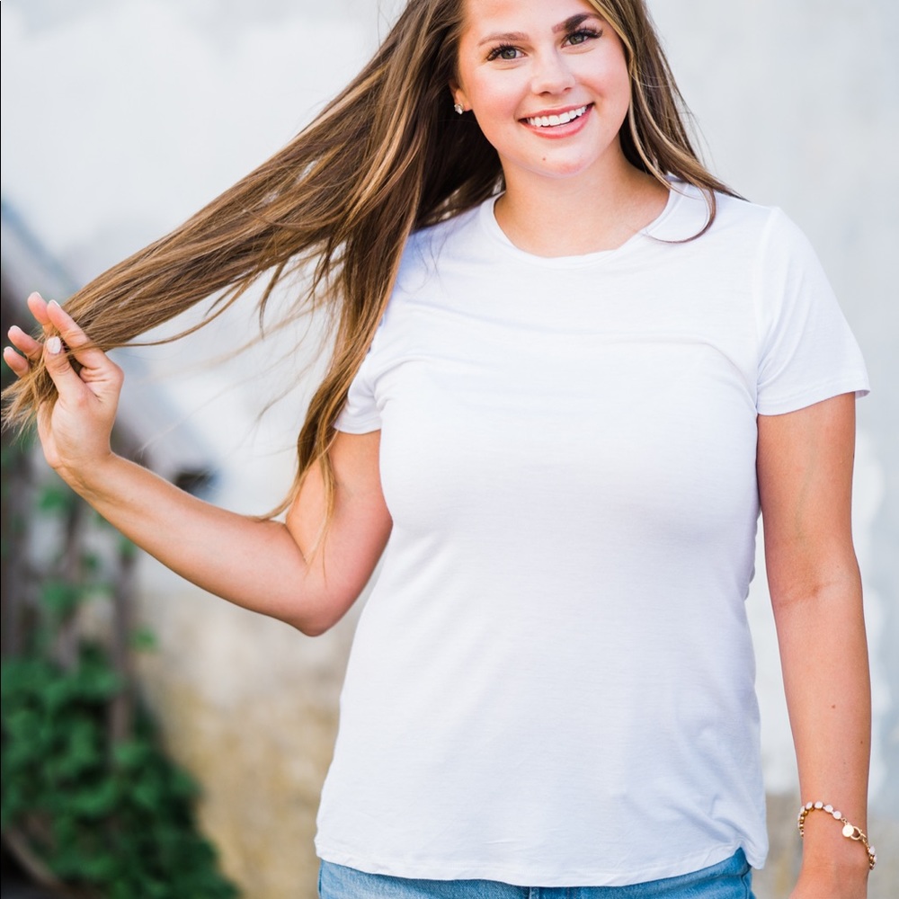 New Basic White Lightweight Tee Shirt Top